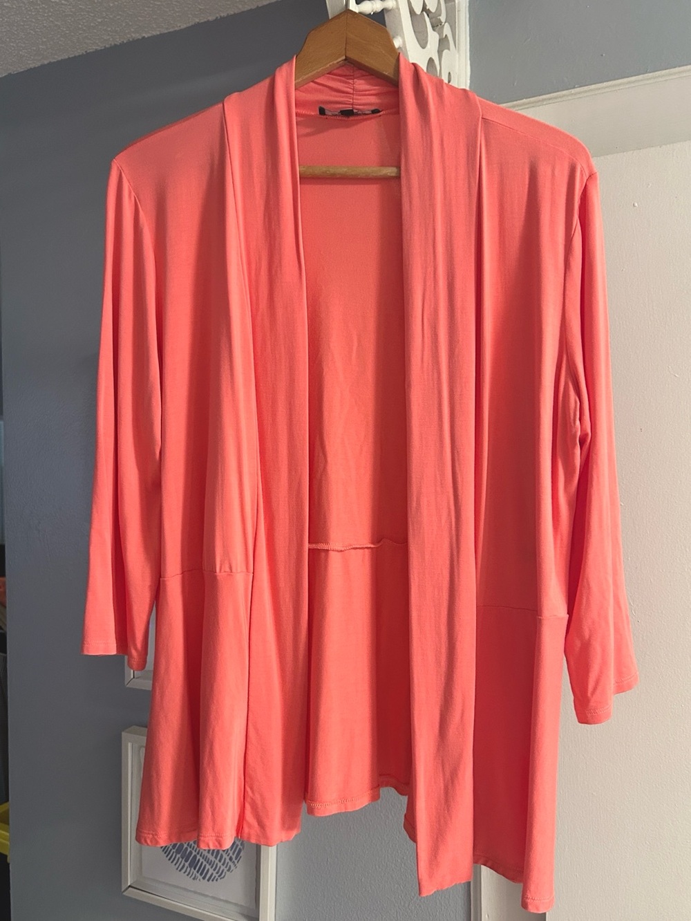 Grayson Women’s Size L Soft Boho Open Front Coral Cardigan